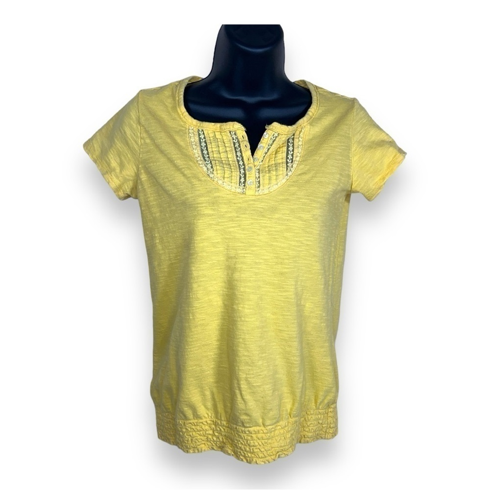GIRLS 16 MUDD BRAND YELLOW COTTON TEE SHORT SLEEVE GATHERED